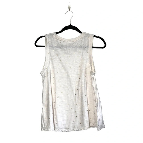 GAP Cotton Blend White & Gold Metallic Heart Print Tank Top Small Women’s - Picture 7 of 11